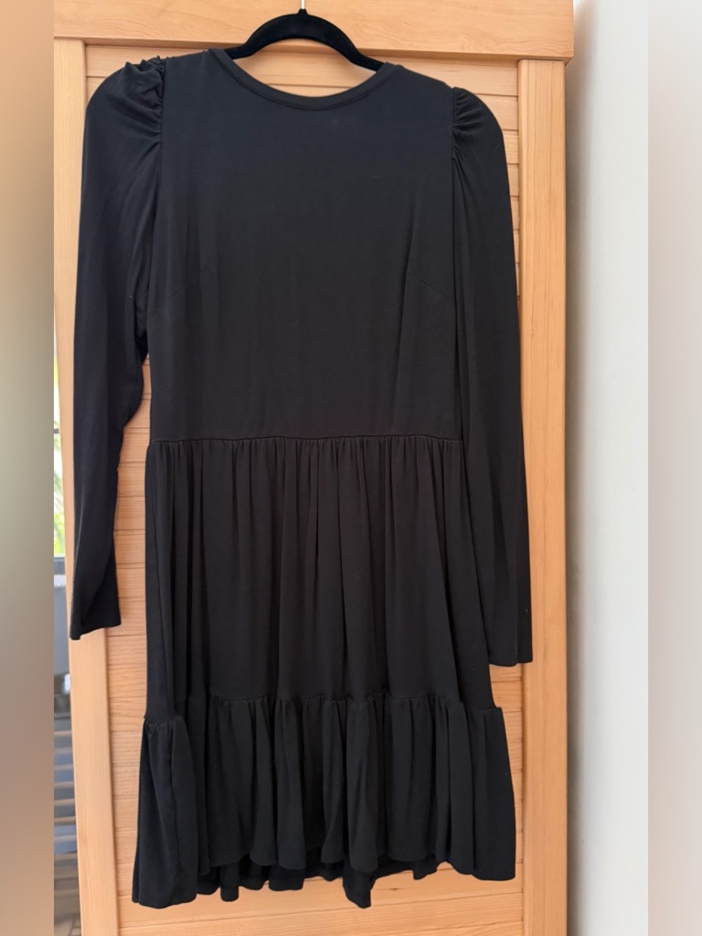 LOFT Black Long Sleeve Tiered Dress